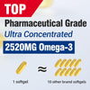 美国制造 使用三倍强效 2520mg 德国药用级超高浓度鱼油 | 德国 KD-PUR 品牌鱼油 | 美国制造 | 高含量 Omega-3 深海鱼油 | 1440mg EPA | 960mg DHA